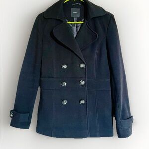 Forever 21 Black Double-Breasted Peacoat